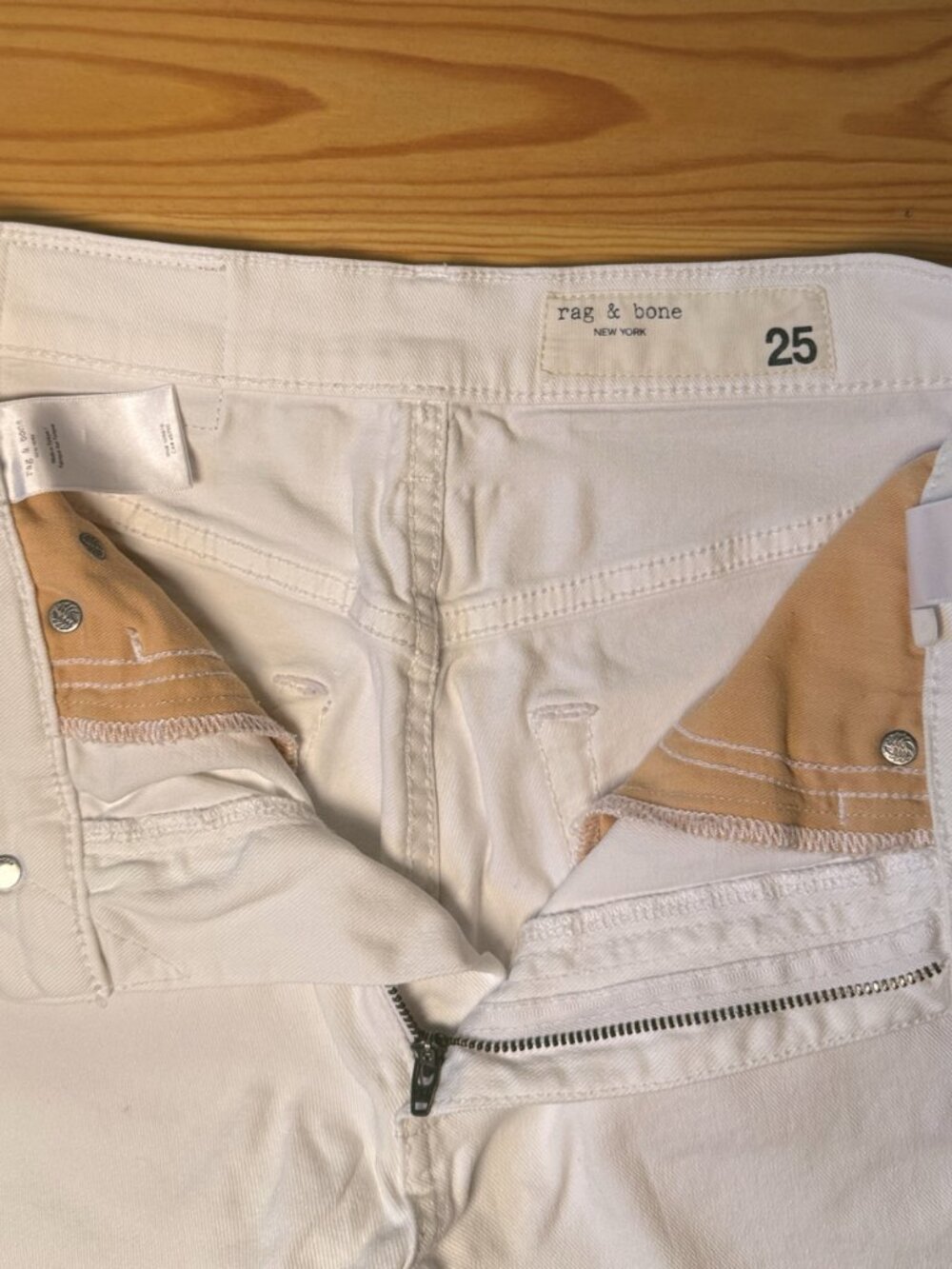 Rag & Bone Women's Size 25 White Wide-Leg Denim Jeans Frayed Hem High Rise - Picture 3 of 16